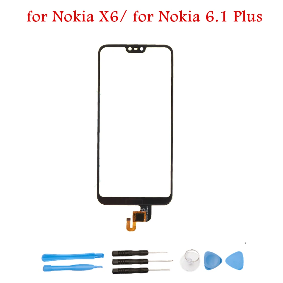 

for Nokia X6 Touch Screen Sensor Glass Panel for Nokia 6.1 Plus Touchscreen Panel Front Outer Glass Replace Repair Parts