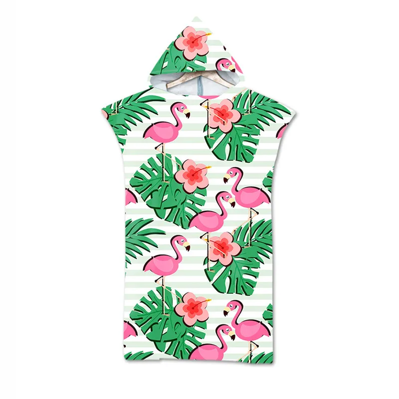

Flamingo Tropical Leaves Hooded Bath Towels Cloak Microfiber Wetsuit for Adult Women Bathrobe Swimming Beach Towel Poncho toalla