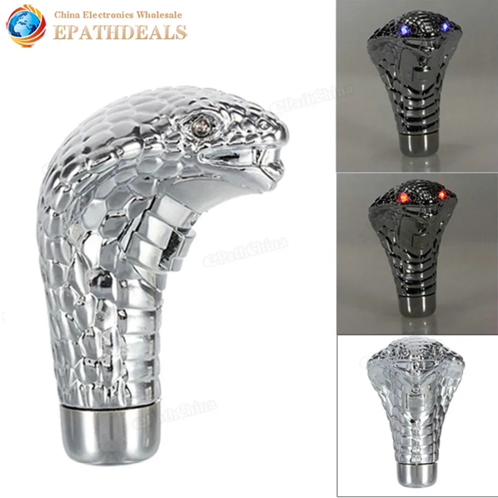 Universal Auto Car Manual Gear Shift Knob Stick Led Eyes Chrome Cobra
