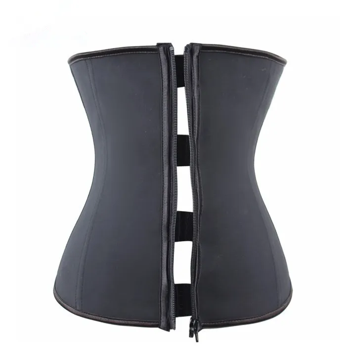 Women Corset Waist Corsets Black Latex Zipper Underbust Corset Slimming