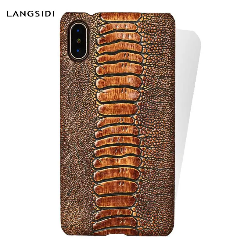 

Genuine Leather Ostrich foot pattern Breathable phone case For iPhone X XS XSmax XR 6 7 8 8plus fashion protective case