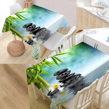 

Custom stone and flower Table Cloth Oxford Rectangular Waterproof Oilproof Table Cover Wedding Tablecloth #QAZ98K