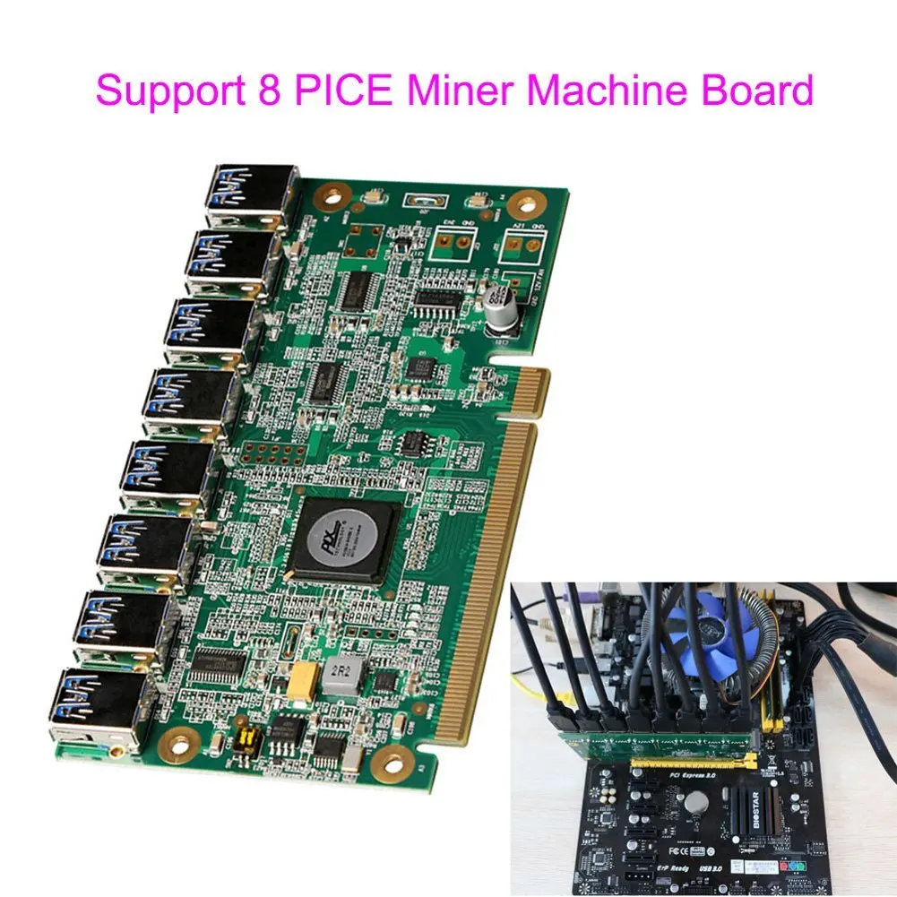 1 до 8 PCIe Miner машина видеокарта удлинитель PCI-E 16X поворот 8 портов USB3.0 PCIE карты расширения Riser Card BTC LTC ETH