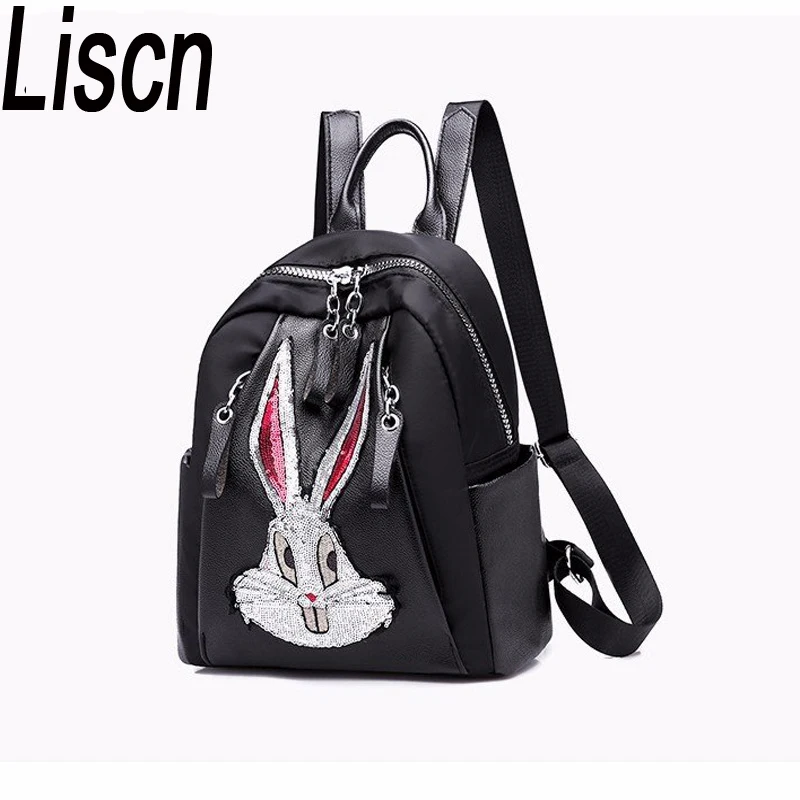 

Women's new fashion backpack high quality casual shoulder bag wild student bag cartoon rabbit Oxford cloth bag