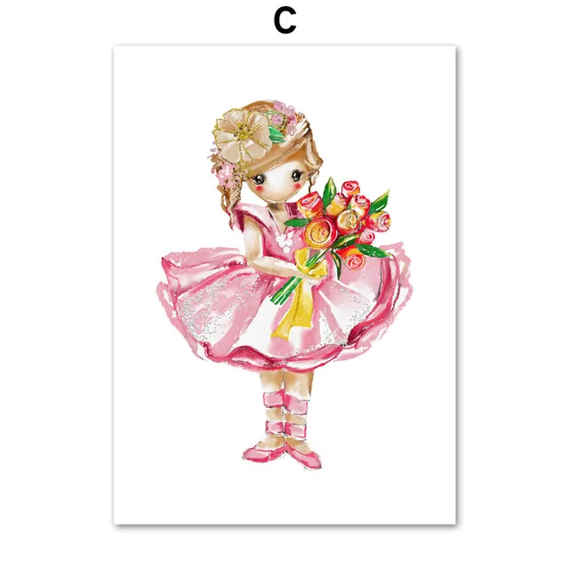 Cartoon-Dancing-Girl-Crown-Rose-Flower-Wall-Art-Canvas-Painting-Nordic-Posters-And-Prints-Nursery-Wall.jpg_640x640 (2)