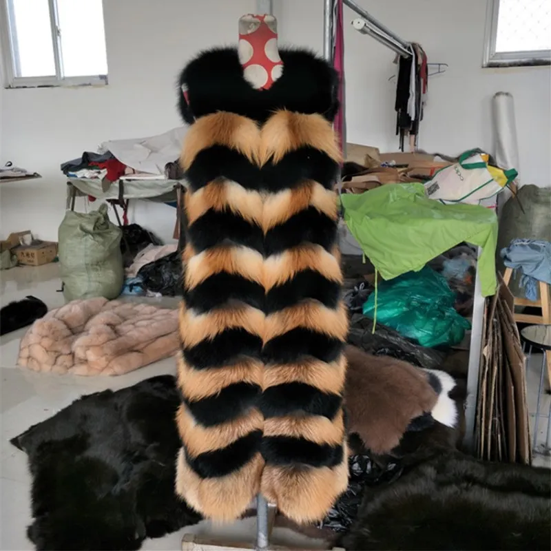 

2019 new color crash fox fur coat red fox black fox fur coat vest pocket