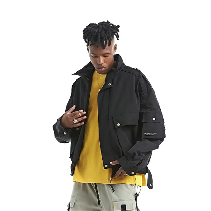 

Spring Autumn Male Hip Hop Loose Coat Outerwear Men Vintage Fashion Streetwear Casual Safari Jacket