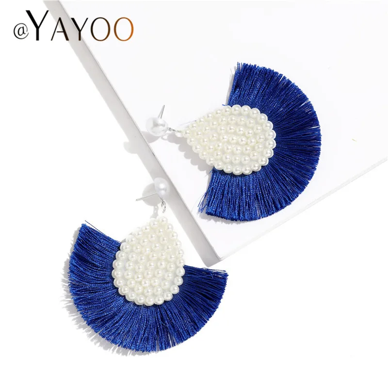 

Tassel Women Fashion Earrings 2019 Bohemian Statement Drop Earings Wedding Jewelry Party Gifts Imitation Pearl Brincos