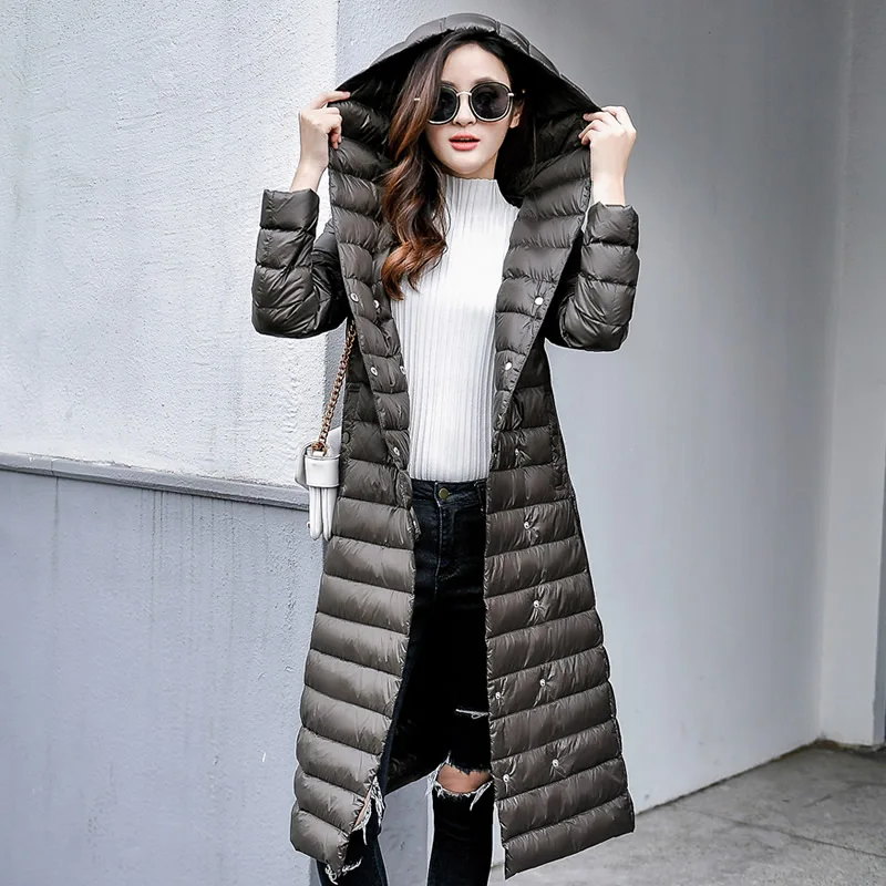 2018 Down Jacket Female Vintage A line Overcoat Ultralight Winter Down Coat Women Long Warm Parka With Belt 2018 Down Jacket Female Vintage A line Overcoat Ultralight Winter Down Coat Women Long Warm Parka With Belt