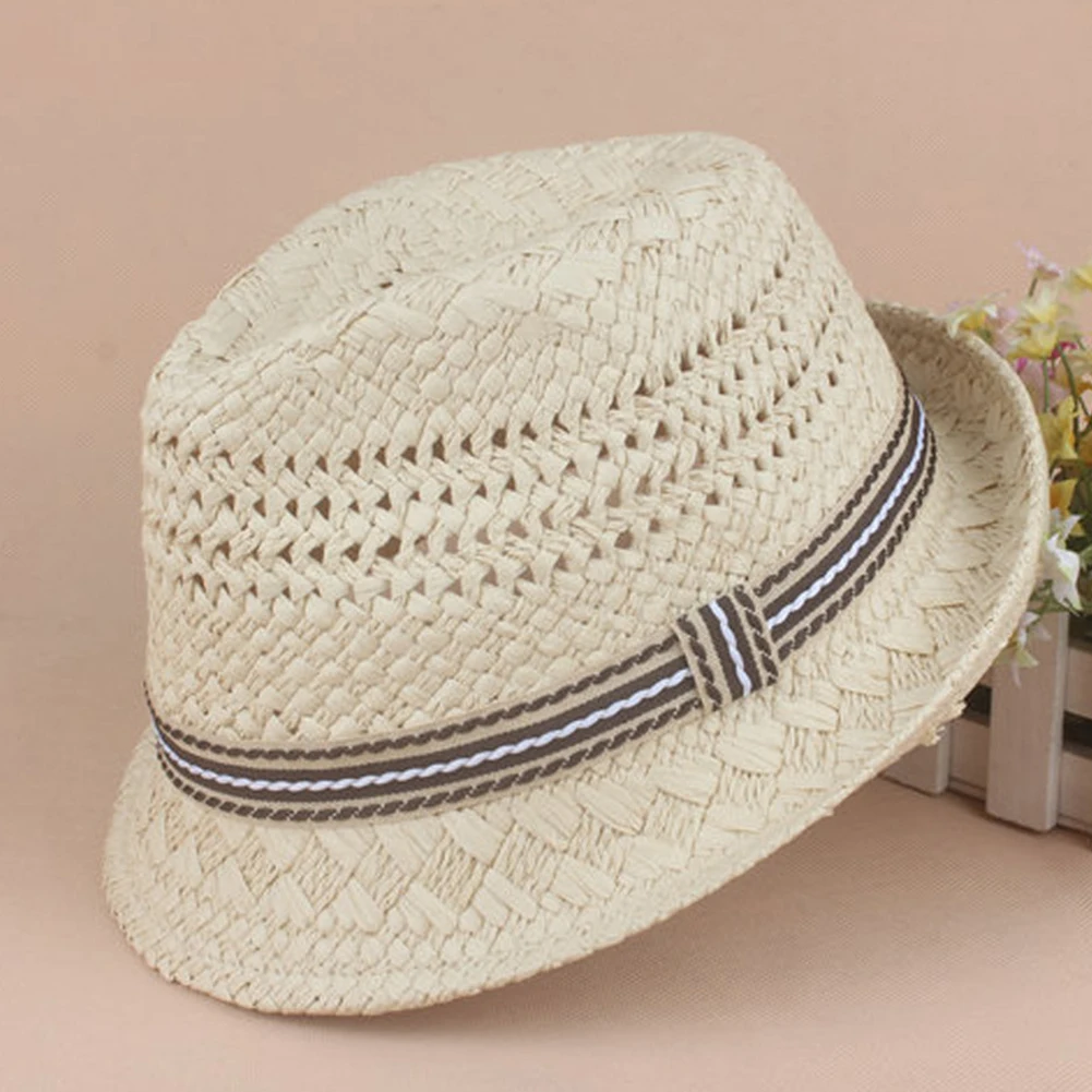 Parent-child Beach Crochet Fashion Sunproof Braided Raffia Jazz Cap Holiday Unisex Foldable Travel Summer Straw Hat Wide Brim | Аксессуары