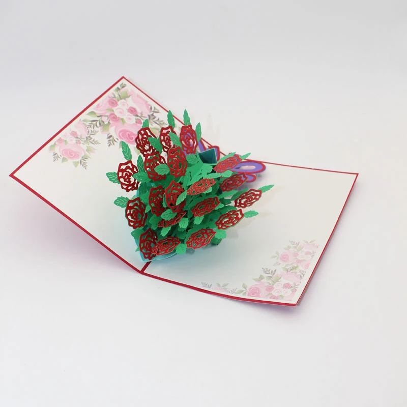  3D Laser Cut Handmade Hollowed Carving Roses Paper Invitation Greeting Cards Propose PostCard Weddi - 32891110004