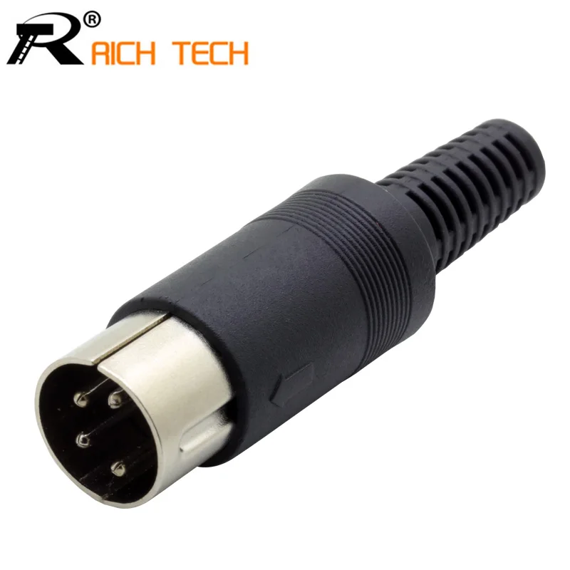 4PIN DIN штекер с пластиковой ручкой + гнездовой разъем халлированная Панель