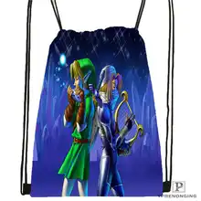 Custom The-Legend-Of-Zelda@ 01-походная сумка на шнурке милый рюкзак для детей(черная спинка) 31x40 см#180611-01-35