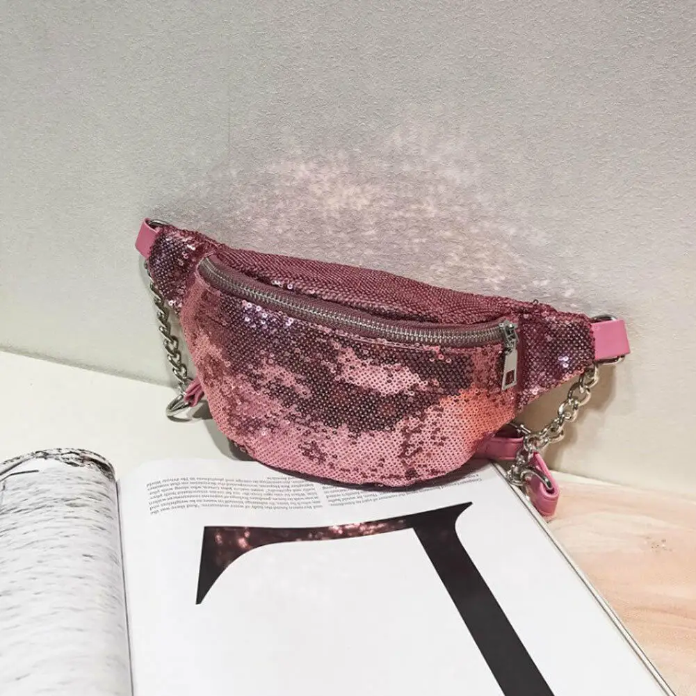Хип-хоп поясная сумка голографическая блестящая женская поясная сумка Повседневная модная нагрудная сумка с цепочкой