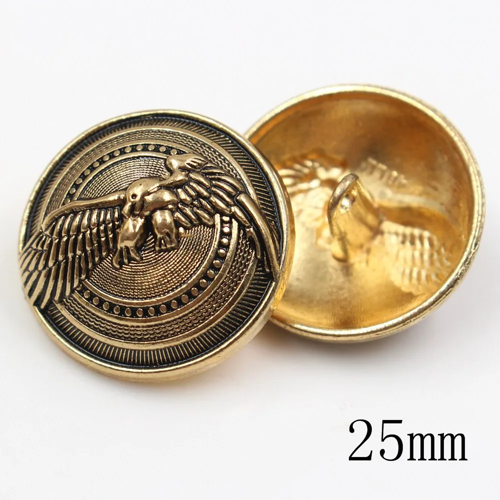 10 unids/lote de botones de metal de águila dorados para ropa, suéter ...