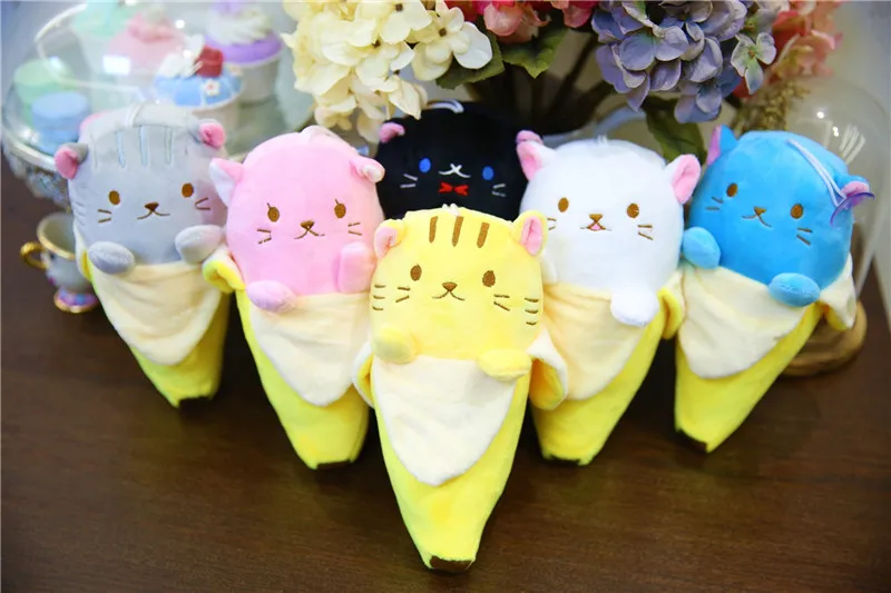 2017 New 20cm Banana Cat Plush Toys Kawaii Anime Cartoon Kitty Neko Dolls Baby Kids Friends Gift 6pcslot  (16)