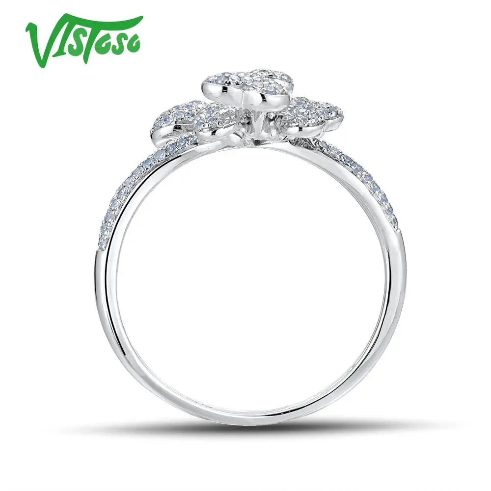 VISTOSO 14K585 кольца из белого золота для леди подлинное кольцо с цветком сверкающие