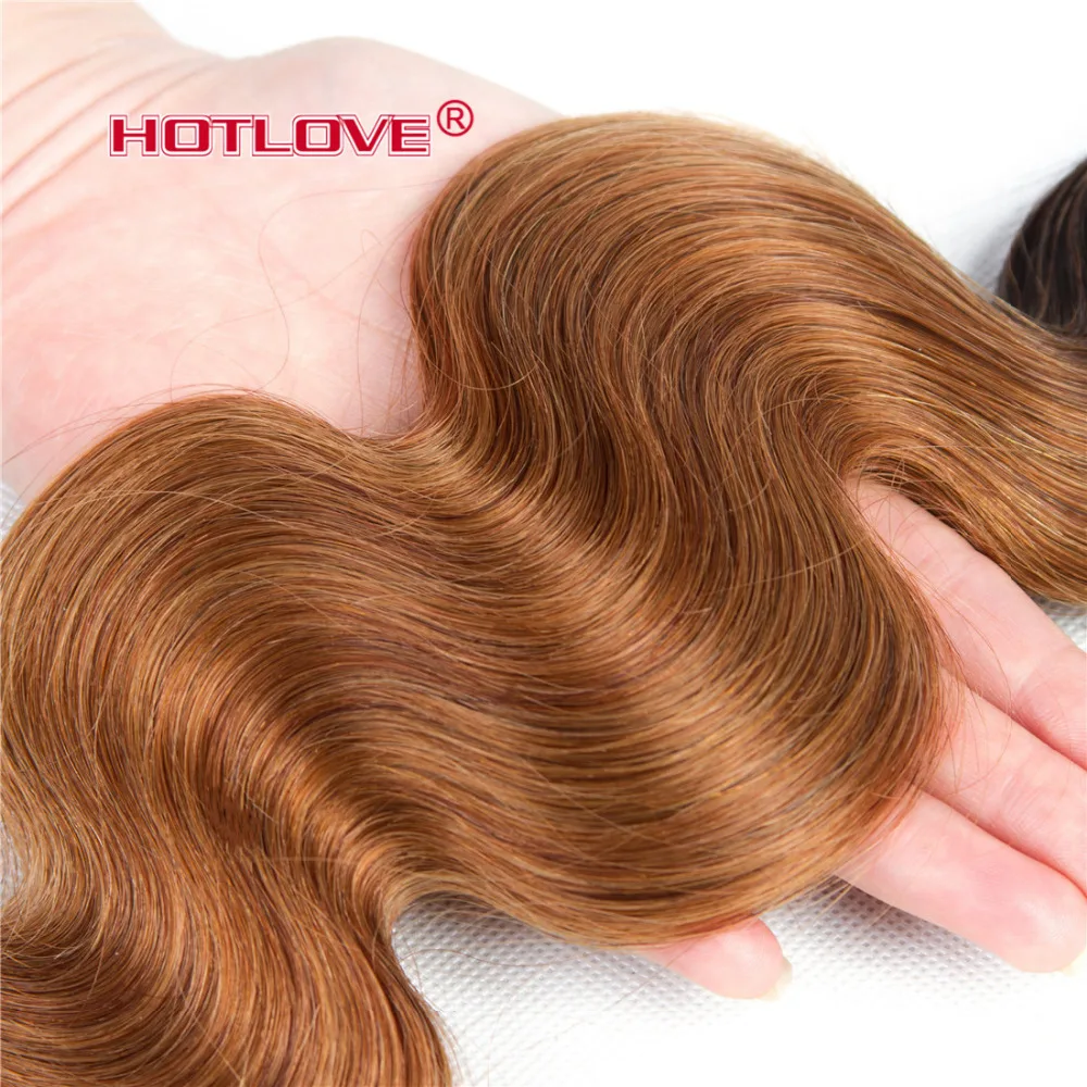 Body Wave Ombre Hair 3 Bundles with Closure 4*4 Lace Closure Extensions Peruvian Non Remy Human Hair T1B/30 Brown Hair Hotlove Body Wave Ombre Hair 3 Bundles with Closure 4*4 Lace Closure Extensions Peruvian Non Remy Human Hair T1B/30 Brown Hair Hotlove