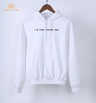

I'm Fine Thank You Social Hoodies Women 2019 Hot Spring Autumn Long Sleeve Sweatshirt Adult White Hoody Warm Fleece Pullovers