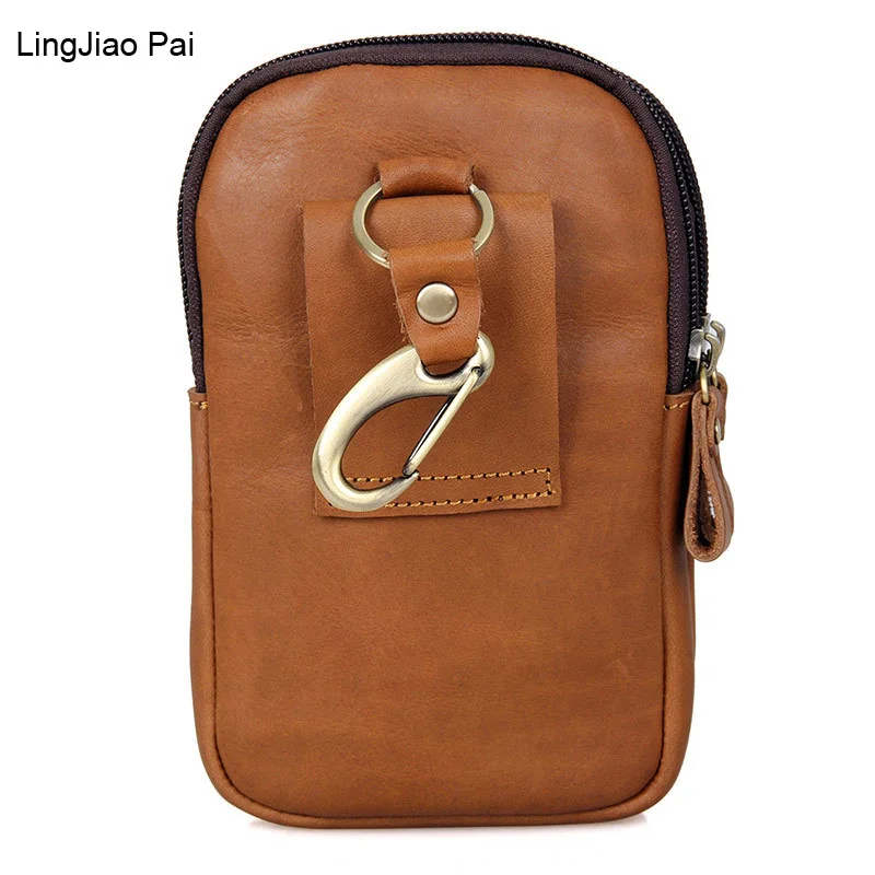 

LingJiao Pai Men Cowhide Genuine Leather Cell Mobile Phone Cover Case skin Hip Belt Bum Purse Fanny Pack Waist Bag Pouch