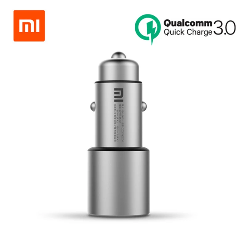 

Original Xiaomi Car Charger QC 3.0 Double USB Fast Charging Mi Car Charger Metal Silver car-charger for iphone ipad