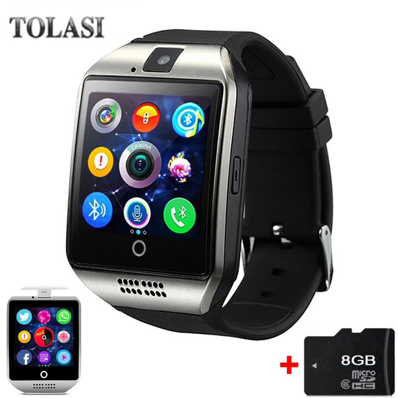 

2019 TOLASI Smart Watch Q18 with Sim&TF Card Slot Push Message Camera Bluetooth Connectivity Android Phone better than DZ09 A1