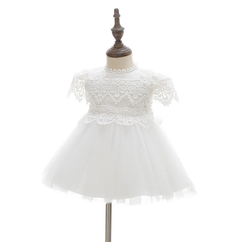 Новое крестильное платье для маленькой девочки белое кружевное крестильное платье для младенца на первый день рождения Одежда 6150BB