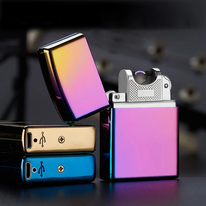 USB Lighters Electronic Cigarette Accessories Lighter Pulsed Arc Lighter Windproof Thunder Metal Plasma Cigar Lighter