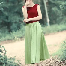 Nice Simple Brief Design Women Cotton Skirt Linen Skirts Prom Gown Skirt Ladies Casual Joker Skirt AE508