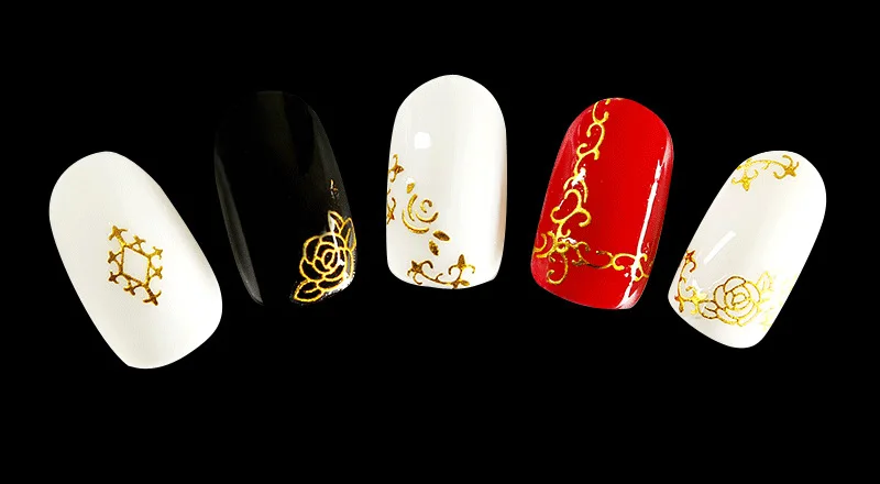 30 листов Золотой стикеры 3D на ногти Nail Art Рождественские наклейки смешанный Дизайн Клей цветок кошка ногтей Фольга Советы украшения салон аксессуар