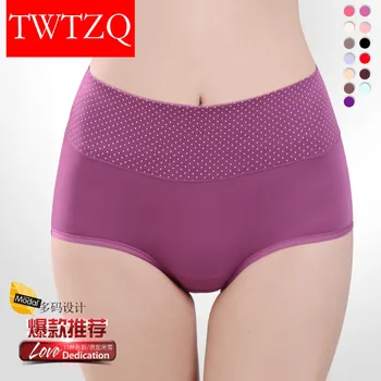 

2019 New L-XXL Lace Dot Sexy Underwear Women Plus Size Briefs Modal High Waist Abdomen Soft Comfort Women Cotton Panties 3NK040