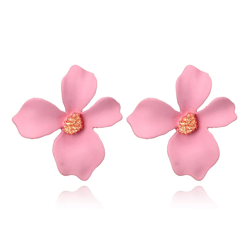 EK177, 5 цветов, модные милые женские серьги-гвоздики с металлическим цветком и распылителем для женщин, корейские ювелирные изделия, подарок для девушек, серьги - Окраска металла: Pink EK842