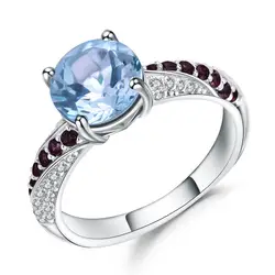 Gem's Ballet 2.75Ct Винтажное кольцо с натуральным голубым топазом, 925 пробы Серебряное кольцо для женщин, свадебное ювелирное изделие, Прямая