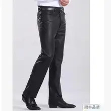 Одежда ветрозащитная осень-зима мужские кожаные брюки плюс размер термальные плюс бархат утолщение тонкие прямые брюки из искусственной кожи мужские