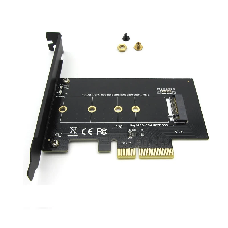 M.2 NGFF SSD M clave NVME PCIe x4 añadir adaptador de tarjeta w/-Soporte de perfil-apoya m.2 PCIe 2230 2242 y 2260 y 2280
