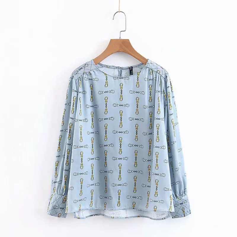 

2018 women vintage chain print casual kimono blouses shirt women fashion autumn chic blusas long sleeve femininas tops LS2676