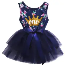 От 0 до 2 лет платье принцессы для маленьких девочек Одежда для новорожденных девочек фиолетовое бальное платье-пачка с цветочным принтом