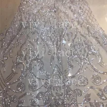 5 ярдов/партия ju011# кристалл белый/розовое золото Французский роскошный вышивка тюлевой сеткой кружева для свадебного платья невесты