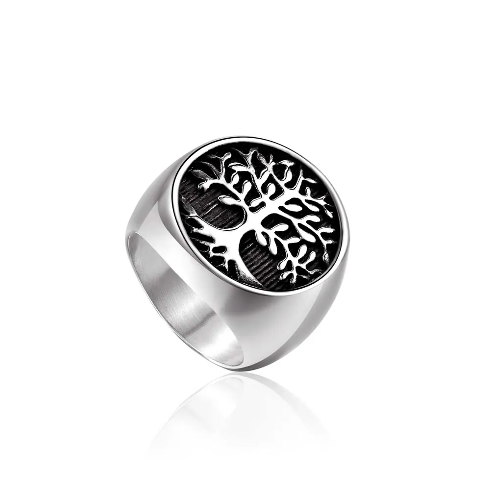 

Hot Sale Titanium Steel Silver Gold Color Tree of Life Biker Ring Punk Rock Men's Party Jewelry Christmas Gifts drop shipping