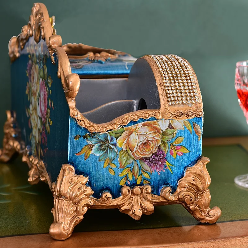 European Creative Clock Tissue Box Vintage Multi-functional Napkin Box Living Room Coffee Table Remote Storage Box Decoration