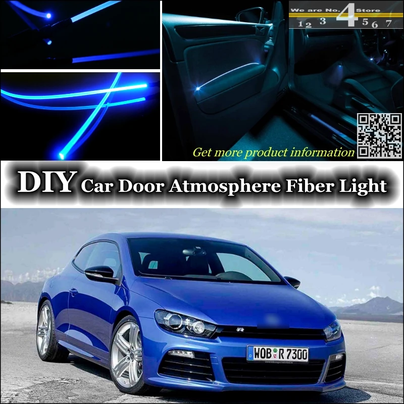 Интерьер окружающего света настройки атмосферу волоконно-оптический Группа свет для Volkswagen VW Scirocco внутри двери Панель освещения настройки