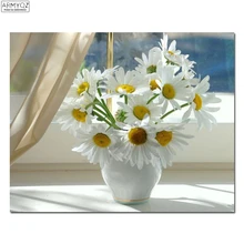 Полный Круглый Алмаз 5D DIY Алмазная картина фото на заказ "белые ромашки" 3D вышивка крестиком Мозаика Декор