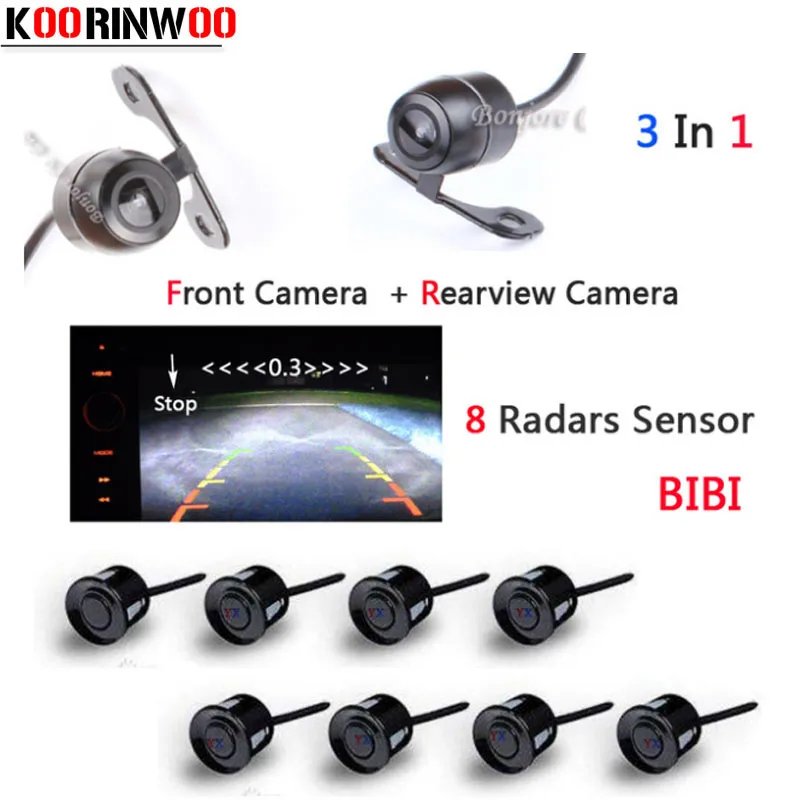 

Koorinwoo Video Parktronic Sensors Radar Parking System 8 Sensors Front Camera Rear view Camera Parking Assistance Blind sensor