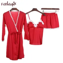 Fdfklak шелковые пижамы, пижамы, женское сексуальное белье, большие размеры, пижамные комплекты, весна-лето, комплект из 3 предметов, одежда для сна, набор пижам Mujer Q734