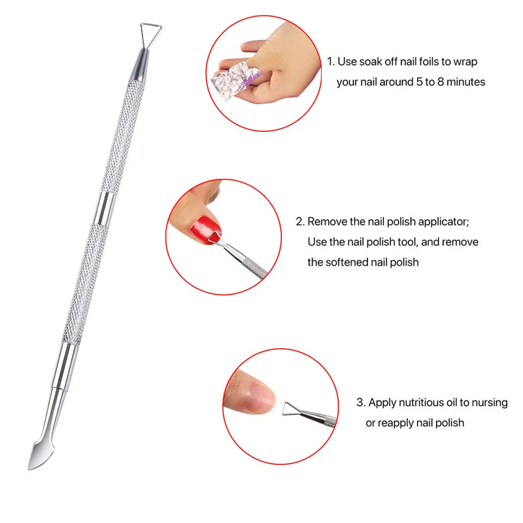 1PC Stainless Steel nail cuticle pusher Scraper Peeler Manicure Nail