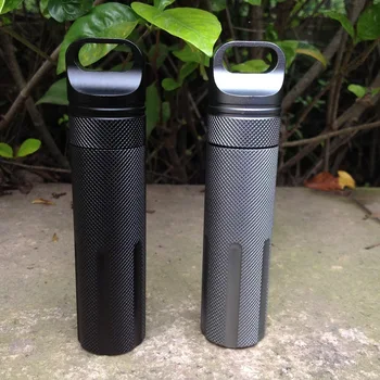 1PC 항공 알루미늄 방수 병 케이스 상자 EDC 야외 캠핑 긴급 생존 멀티 도구 알 약 병 의학 탱크