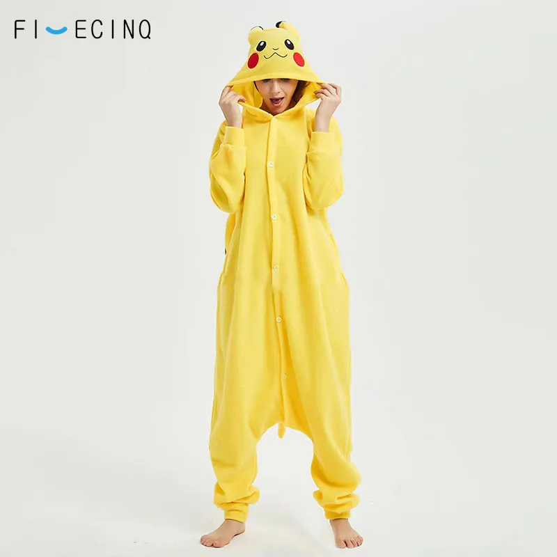 Покемон Пикачу Косплэй костюм мультфильм Аниме Kigurumi Onesie Для женщин Для мужчин девушка взрослых фестиваль фантазии флис Забавный