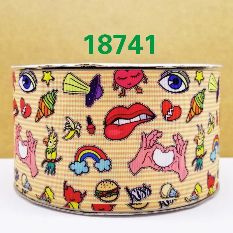 50 ярдов мультфильм напечатанный grosgrain ленты 18792 - Цвет: 18741