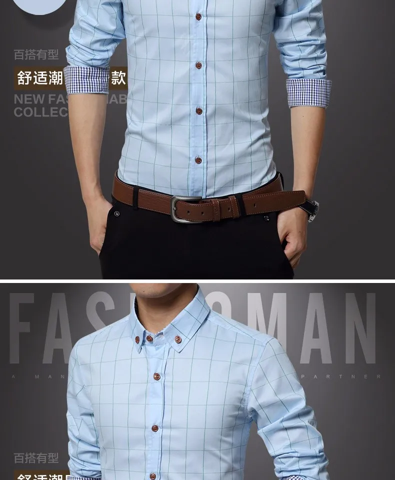 Nova Marca de Moda Mens Camisa Algodão