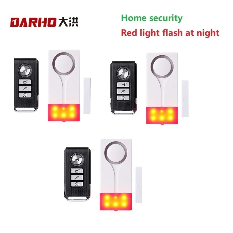 

Darho 433MHz 3PCS Home Security Alarm Red Flash With Sound Window Door Magnet Sensor Detector Wireless Alarm